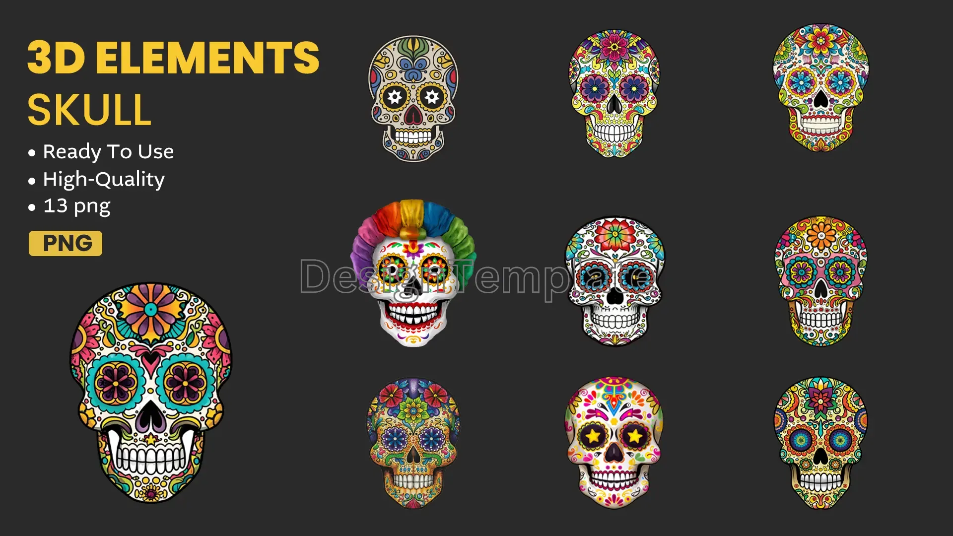 Funky Skull Decorative 3D Elements Pack image